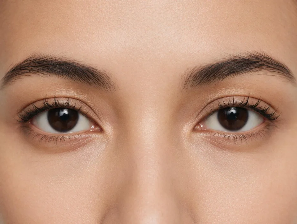 Close crop of two eyes with a neutral expression facing the camera
