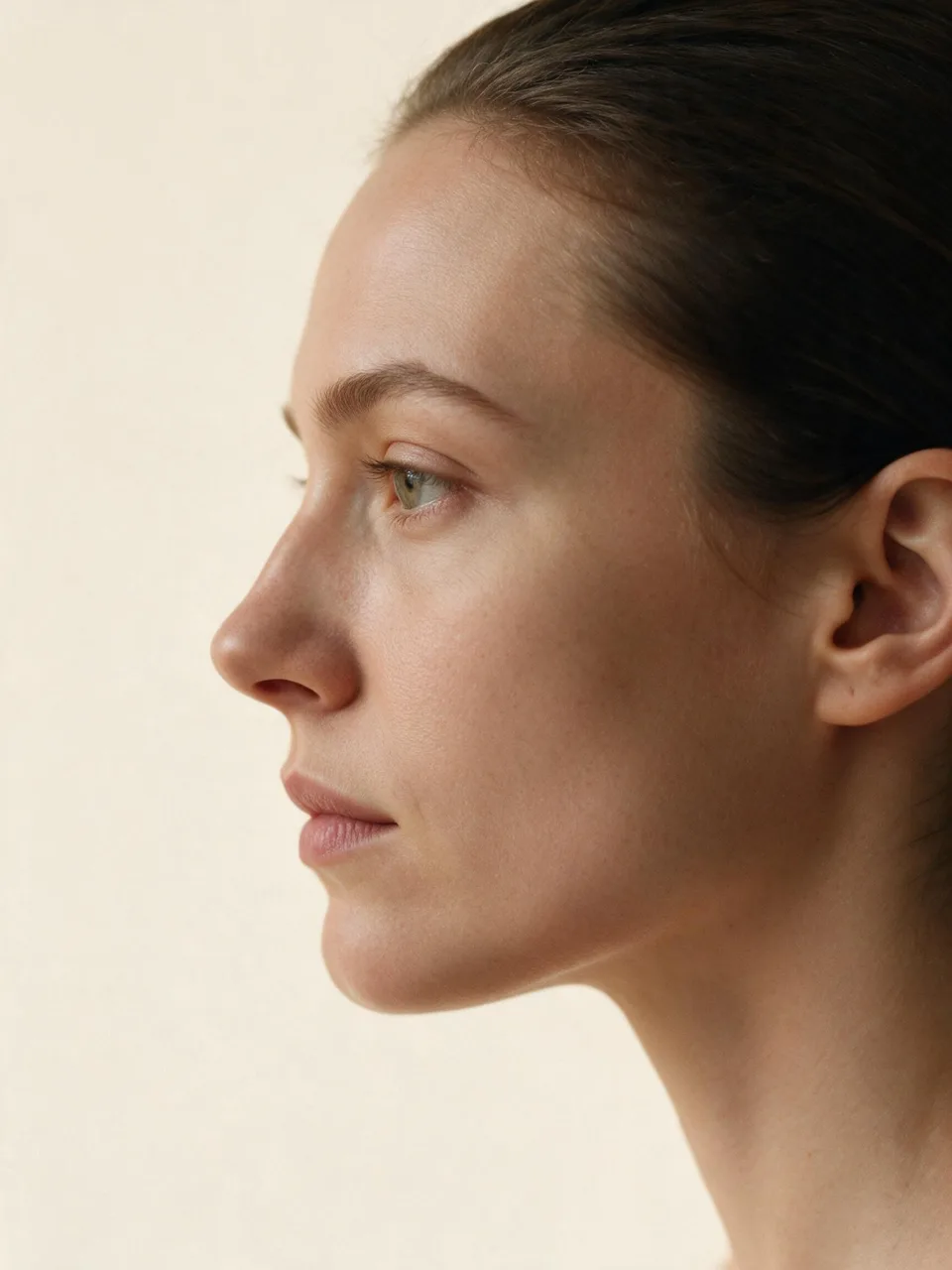 True lateral side profile portrait showing the complete profile line from forehead to chin in clean silhouette.